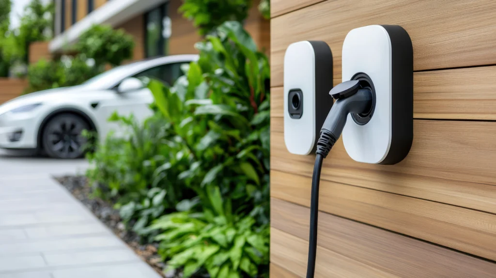 an electric vehicle charger mounted on a wall