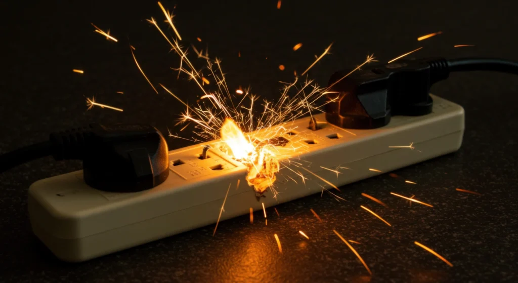 An extension board sparking