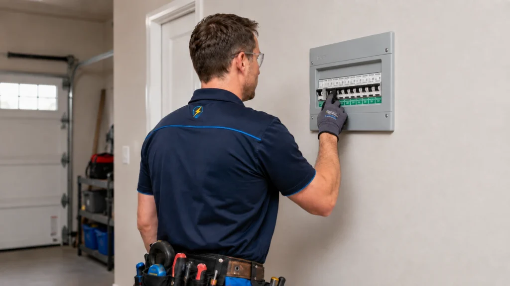 Electrician working on a switchboard